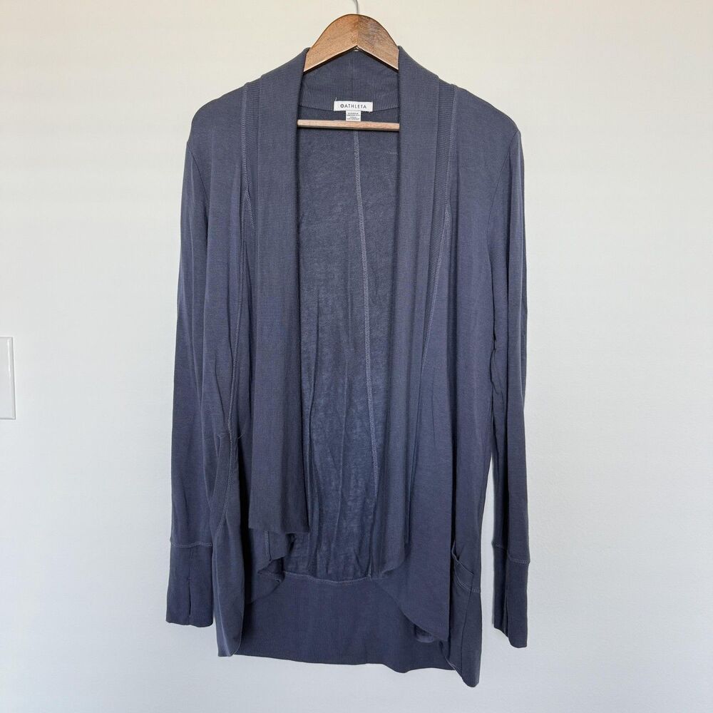 Athleta Pranayama Wrap Cardigan Womens Small Petite Open Front Thumbholes